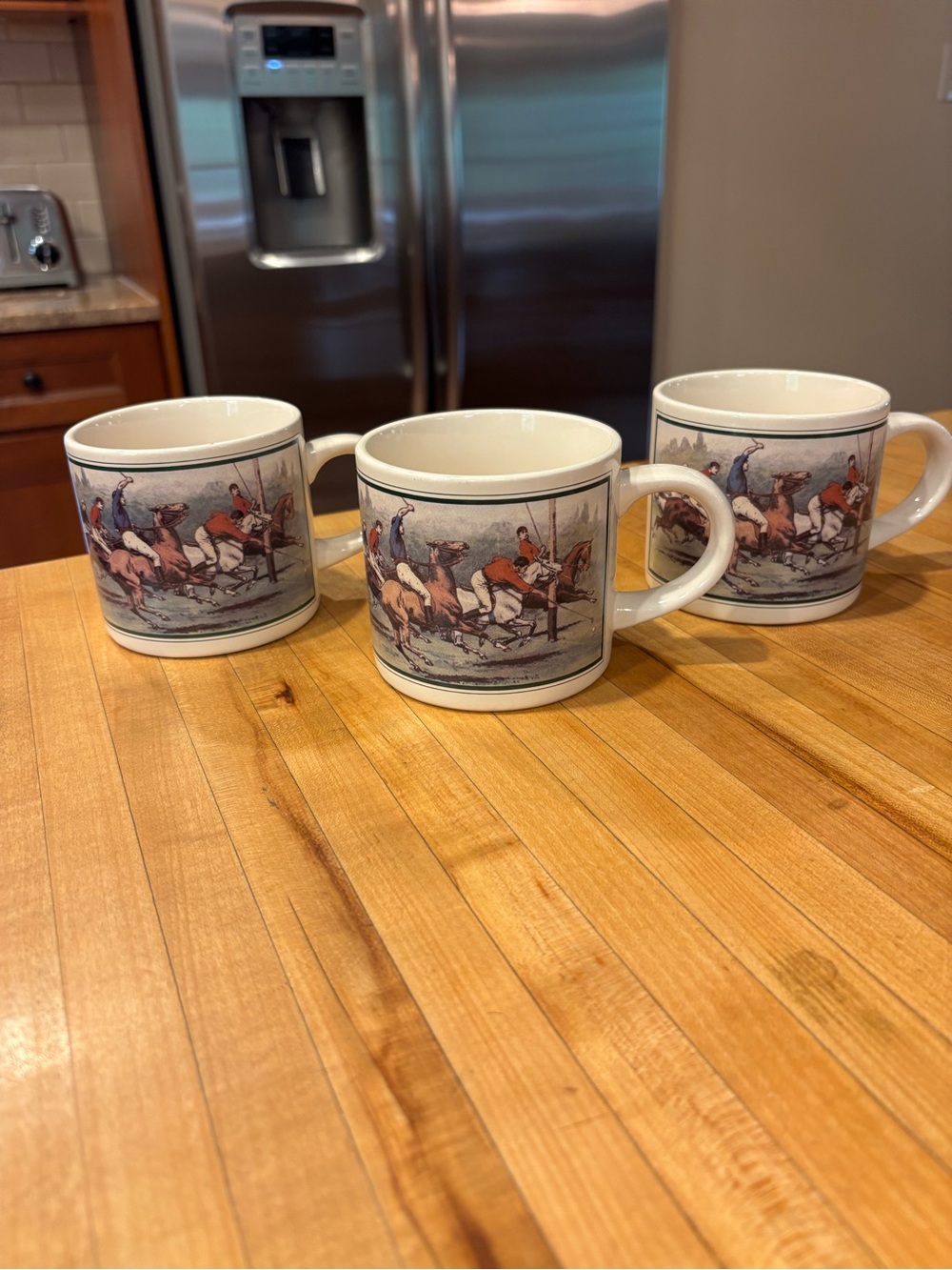 Set of 3 Vintage Ralph Lauren Ceramic Coffee Mugs Horse Polo Equestrian Korea